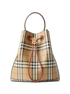 Burberry petit sac seau à carreaux - Marron