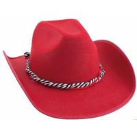 Cowboyhoed voor volwassenen - rood - Carnaval verkleed - Western - sheriff - cowboy