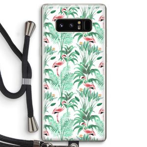 Flamingo bladeren: Samsung Galaxy Note 8 Transparant Hoesje met koord