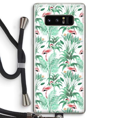 Flamingo bladeren: Samsung Galaxy Note 8 Transparant Hoesje met koord
