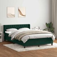Boxspring met matras fluweel donkergroen 160x210 cm