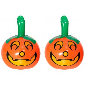 2x stuks halloween versiering opblaas pompoen van 46 cm