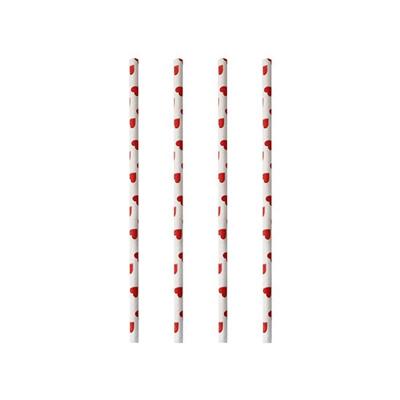 100x Duurzame papieren rietjes met hartjes - serie Pure - drinkrietjes - Valentijnsdag