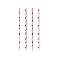 100x Duurzame papieren rietjes met hartjes - serie Pure - drinkrietjes - Valentijnsdag