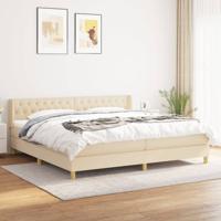 Boxspring met matras stof crèmekleurig 160x200 cm