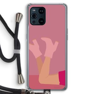 Pink boots: Oppo Find X3 Pro Transparant Hoesje met koord