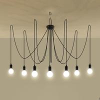 Zwarte elegante Kroonluchter EDISON 7