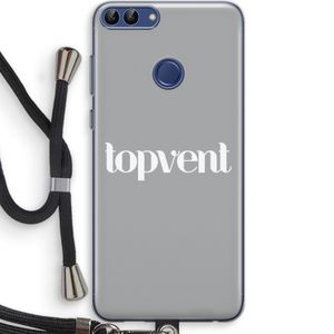 Topvent Grijs Wit: Huawei P Smart (2018) Transparant Hoesje met koord