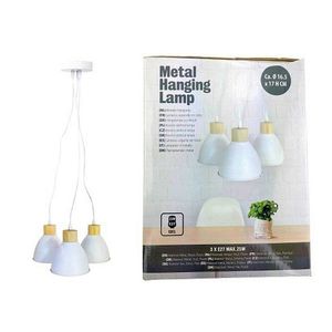 Metalen Hanglamp met Drie Lampenkappen Wit