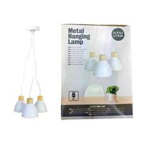 Metalen Hanglamp met Drie Lampenkappen Wit - thumbnail