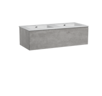 Storke Edge zwevend badmeubel 120 x 52 cm beton donkergrijs met Diva dubbele wastafel in glanzend composiet marmer - thumbnail