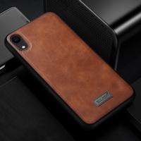 SULADA schokbestendig TPU + handgemaakte lederen case voor iPhone XR (bruin)