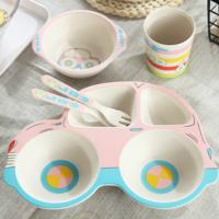 Bamboe Fiber cartoon diner plaat voor kinderen (roze)