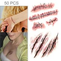 S-165 50 PCS Halloween terreur wond realistische krassen letsel litteken tatouage sticker