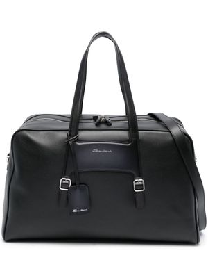 Santoni sac fourre-tout en cuir à logo imprimé - Noir