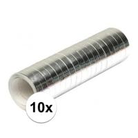 Serpentine rol - 10x - metallic zilver - 4 meter - papier/folie - feest serpentine