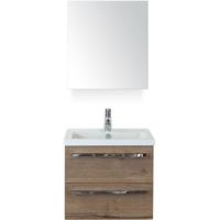 Seville Badmeubelset 60 cm - Tabacco - Keramische Wastafel Wit Djazz met Spiegelkast