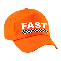 Fast / finish vlag verkleed pet oranje voor kinderen - thumbnail