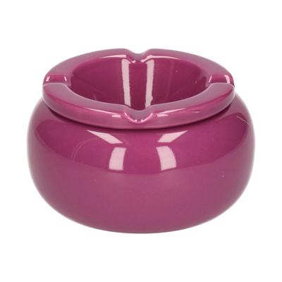 Stormasbak - paars - rond - 11 cm - keramiek - asbak voor buiten - terras asbak