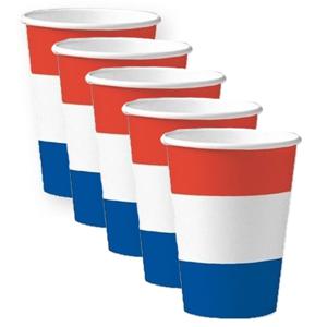 Holland rood wit blauw kleur wegwerp drinkbekers - 20x stuks - 200 ml - Nederland thema versiering