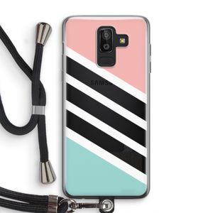 Strepen pastel: Samsung Galaxy J8 (2018) Transparant Hoesje met koord