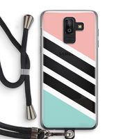 Strepen pastel: Samsung Galaxy J8 (2018) Transparant Hoesje met koord