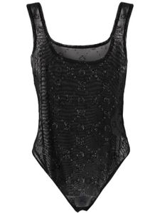 Marine Serre body en tulle Moonogram floqué - Noir