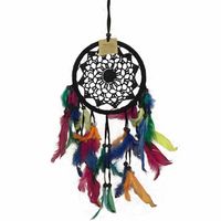 Dromenvanger Zwart met Gekleurde Veren (16 cm) - thumbnail