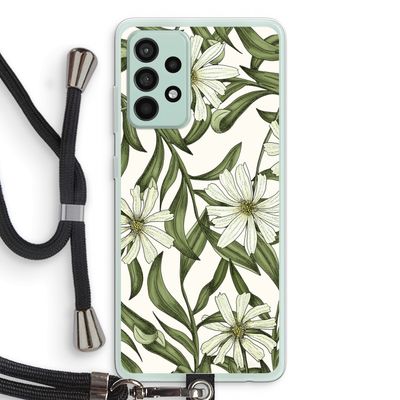 Wit bloemenpatroon: Samsung Galaxy A52s 5G Transparant Hoesje met koord