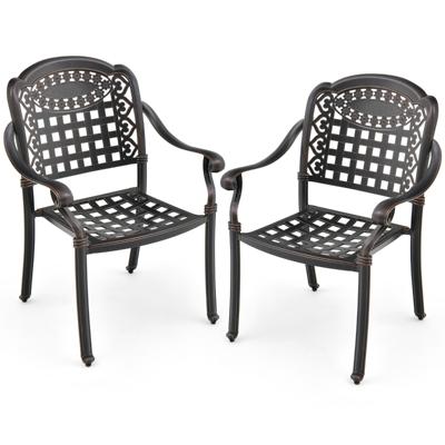 Set van 2 Tuinstoelen van Gegoten Aluminium Stapelbare Terrasstoelen met Armleuningen Stapelstoelen Tuinstoel voor Balkon Achtertuin