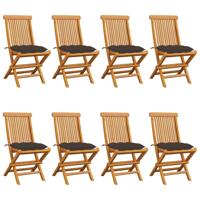 Tuinstoelen 8 st met taupe kussens massief teakhout