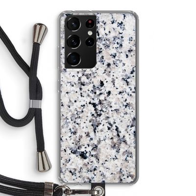 Gespikkelde marmer: Samsung Galaxy S21 Ultra Transparant Hoesje met koord