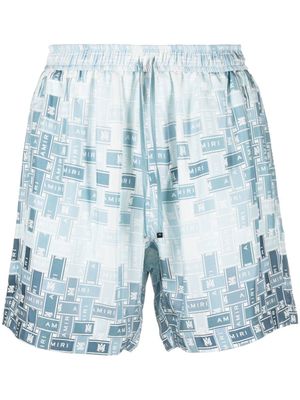 AMIRI short en soie à logo imprimé - Bleu