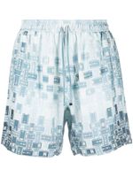 AMIRI short en soie à logo imprimé - Bleu