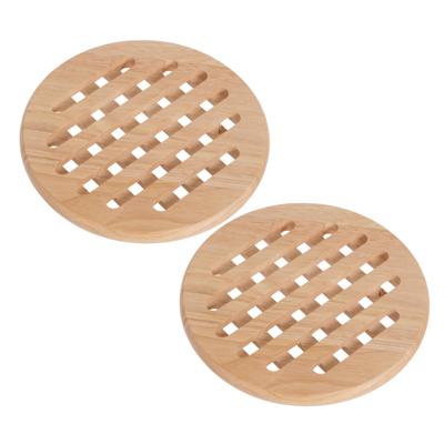 Cosy & Trendy ronde pannen onderzetters - Set van 2x stuks - hout - Dia 19 cm - 1 cm hoog