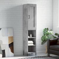 Hoge kast 34,5x34x180 cm bewerkt hout betongrijs