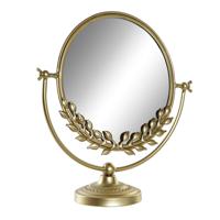Items Make-up spiegel model Rome - 1-zijdig - op stevige voet - metallic goud - 33 x 35 cm   -