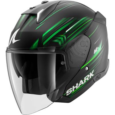 SHARK Skwal i3 Jet Light-Blur, Jethelm of scooter helm, Mat Zwart-Groen-Wit KGW