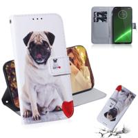 Pug patroon gekleurde tekening horizontale Flip lederen draagtas voor Motorola Moto G7/Moto G7 Plus met houder & kaartsleuven & portemonnee