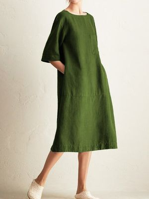 Round Neck Half Sleeve Weaving Dress