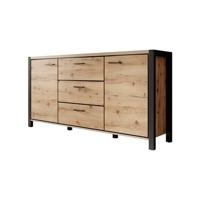 Meubella Dressoir Acapulco - Eiken - Zwart - 180 cm - thumbnail