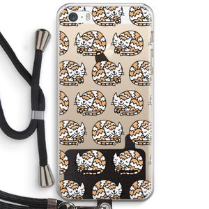 Slapende poes: iPhone 5 / 5S / SE Transparant Hoesje met koord