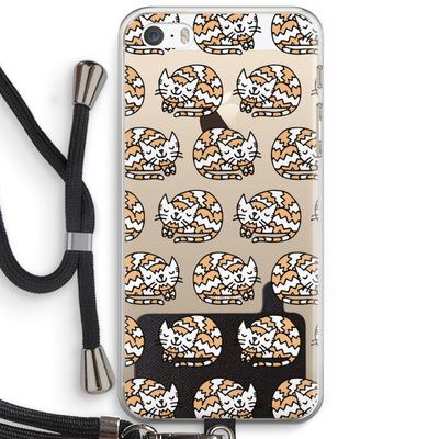 Slapende poes: iPhone 5 / 5S / SE Transparant Hoesje met koord