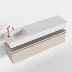 MONDIAZ ANDOR 120cm toiletmeubel linen. LEX 120cm wastafel talc links 1 kraangat