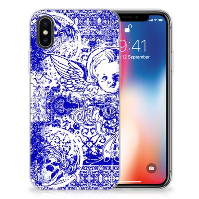 Silicone Back Case Apple iPhone X | Xs Angel Skull Blauw