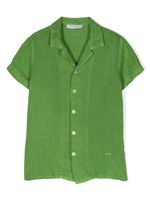 Paolo Pecora Kids chemise en lin à col officier - Vert - thumbnail