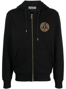 Versace Jeans Couture hoodie zippé à logo brodé - Noir