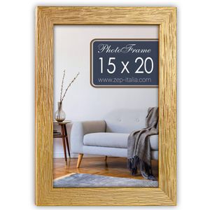 Houten fotolijst goud geschikt voor een foto van 15 x 20 cm - Fotolijsten