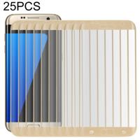 25 stuks voor Galaxy S7 Edge/G935 0.26 mm 9H oppervlaktehardheid 3D explosieveilige colorized Silk-Screen gehard glas schermvullende film (goud)