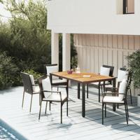 5-delige Tuinset met kussens poly rattan zwart